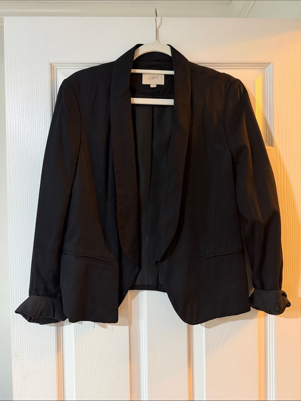 LOFT Black Women's Draped Open-Front Blazer